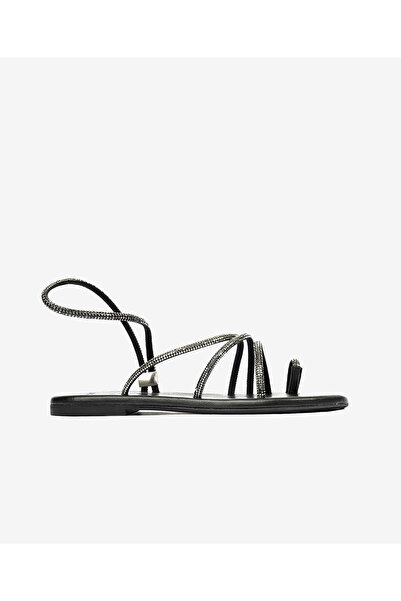 Greyder Kadın Platin Hakiki Deri Taşlı Sandalet 4Y2WS59103