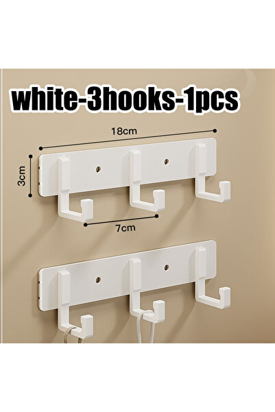 Choice4 white-3hook Kitchen Space Aluminum Punch-Free Hooks Are Easy to Insta...