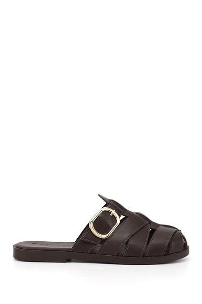GÖNDERİ(R) Women's Brown Strappy Closed Toe Shoes Slipper