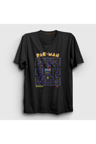 Presmono Unisex Black Map Pac Man Pacman T-shirt312030tt