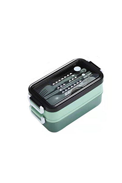 Choice1 1400ml 2 3 Green 1pack Lunch Box Double-layer Portable Compartment Fo...