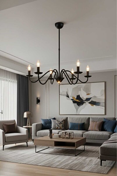 BSA LIGHTING VELA 6'LI SİYAH MODERN AVİZE ( E14 DUYLU) KLASİK ŞIK AVİZE