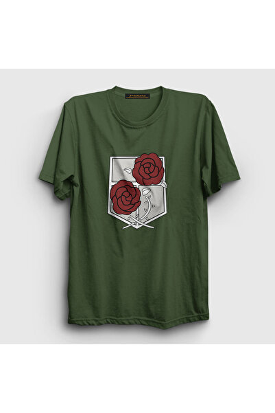 Presmono Unisex Khaki Garrison V2 Anime Attack On Titan T-shirt123491tt