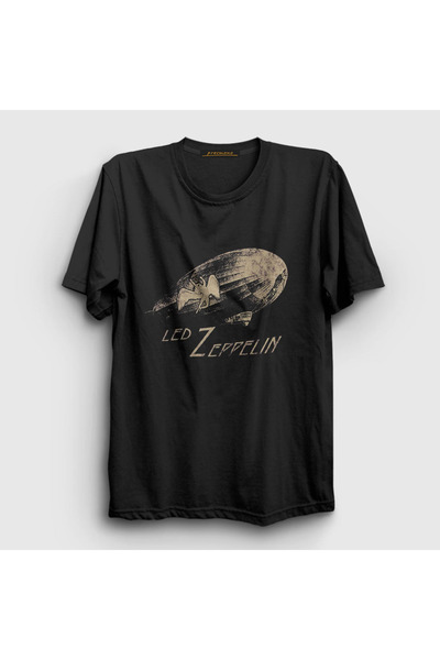 Presmono Unisex Black Airship Led Zeppelin T-shirt 95380tt