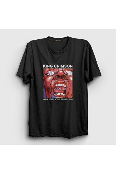 Presmono Unisex Black in the Court of the Crimson King T-Shirt 447708Tt