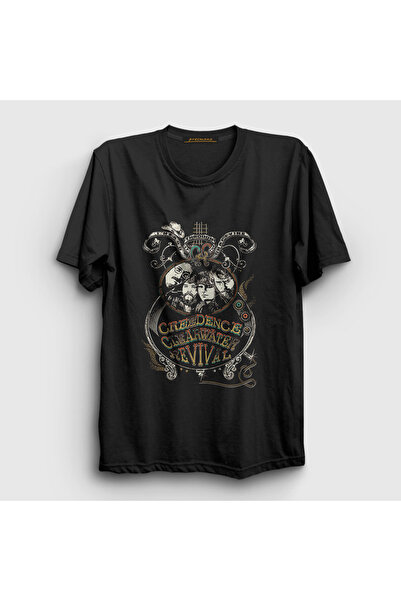 Presmono Unisex Black Grapevine Creedence T-shirt - Clearwater Revival 490271tt