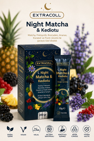 extracoll Matcha Prebiyotik, Kedi Otu & Bromelain İçeren Toz Karışım