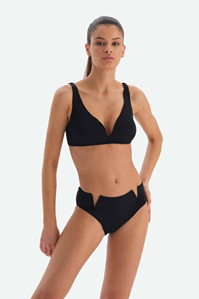 Dagi Schwarzes Triangel-Bikinioberteil mit weitem V-Ausschnitt