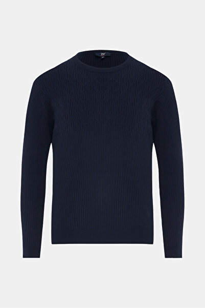W Collection LACİVERT BİSİKLET YAKA UZUN KOLLU KAZAK