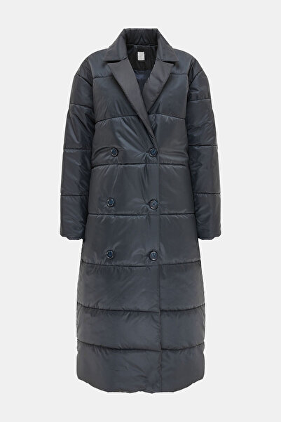 W Collection LACİVERT KRUVAZE YAKA RELAX KALIP MONT