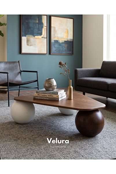 Velura Home & Living Modern Orta Sehpa & Küre-top Sehpa & Üçgen Ahşap Sehpa &...