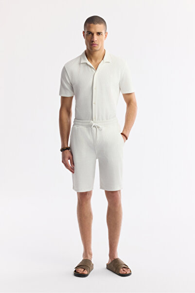 Avva Herren-Shorts aus Baumwolle mit elastischem Bund und Schnürung in Ecru, ...