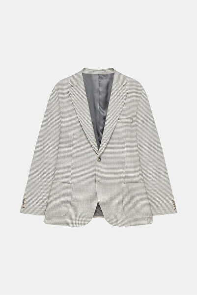 W Collection GRİ DÜĞMELİ KETEN YÜN CEKET