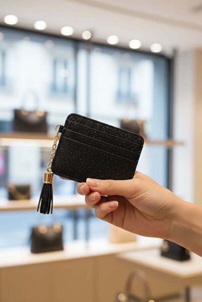 HAKKE Women's Glittery and Tasseled Card Holder