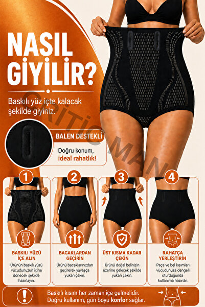 critic man Kadın Dikişsiz Seamless Balen Destekli Kaymaz Bel V-Control Yüksek Bel Toparlayıcı Korse Külot