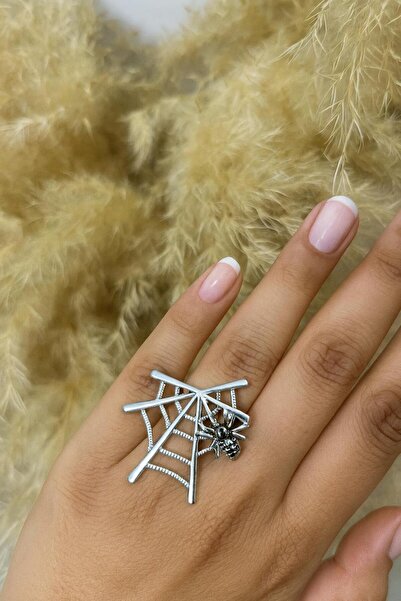Herşey Nota Ring with a Spider Figure on a Spiderweb – a Symbol of Strength, ...