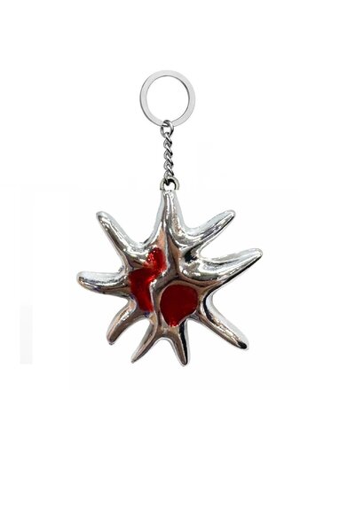 Herşey Nota Gothic Style Sun Red Detailed Metal Keychain