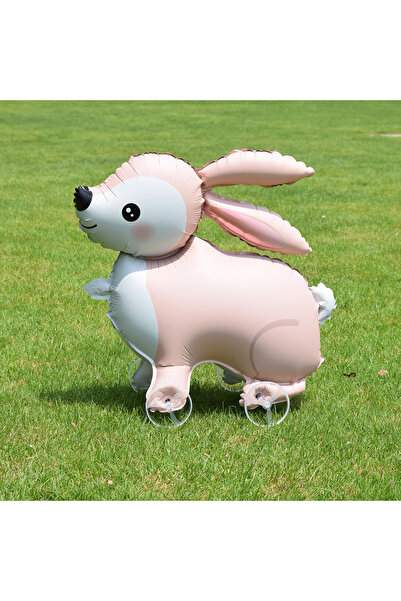 Choice Other Pink Rabbit Cartoon Standing Animal Ballons with Wheels Kids Toy...
