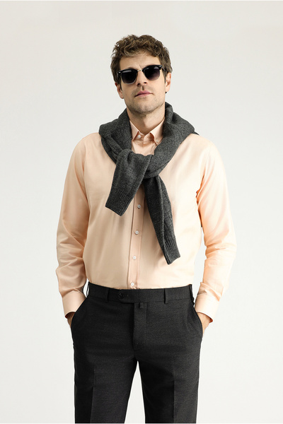 Kiğılı Long Sleeve Slim Fit Slim Fit Oxford Cotton Button Collar Shirt