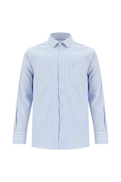 Abdullah Kiğılı Long Sleeve Regular Fit Striped Cotton Shirt