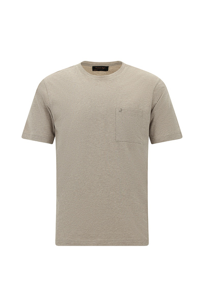Kiğılı Tricou din bumbac brodat, cu guler rotund, croială normală