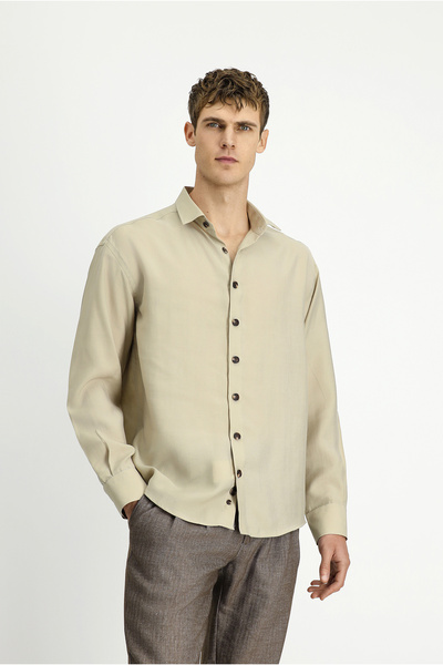 Kiğılı Long Sleeve Oversize Lyocell Blend Shirt