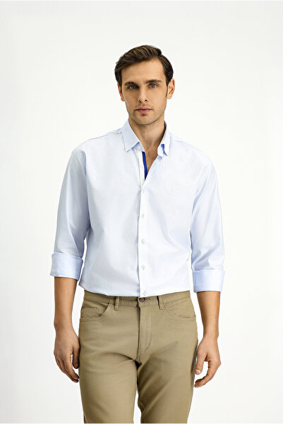 Kiğılı Long Sleeve Slim Fit Slim Fit Classic Patterned Cotton Shirt