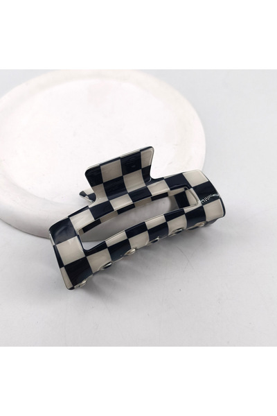 Choice Black White 1/6 PCS Colorful Checkered Rectangle Hair Claw Clips For W...