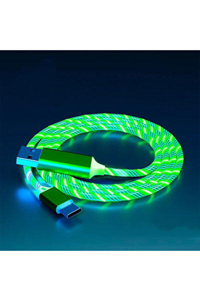 Choice 1m Green Type C Flow Luminous USB Type C Cable 3A Fast Charging Data C...