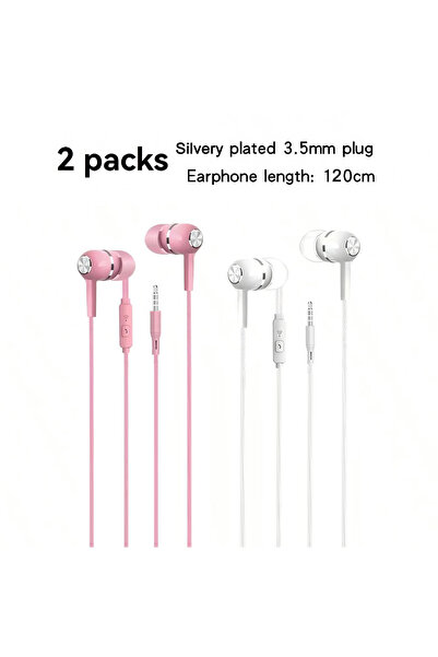 Choice pink and white 1-8pcs 3.5mm Wired Headphones In Ear Wired Earphones wi...