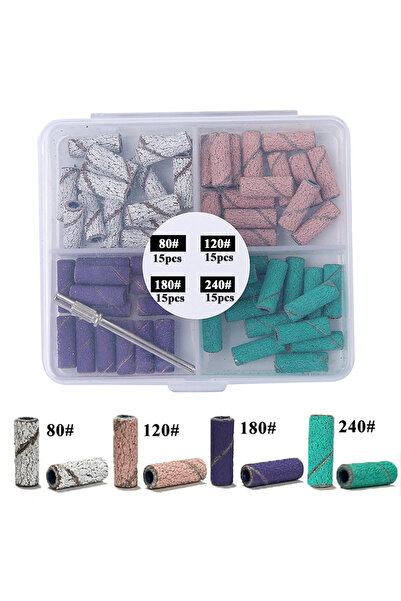 choice2 Multi-color-60pcs 80/60pcs 3mm Mini Nail Sanding Bands with 1pc Shaft...