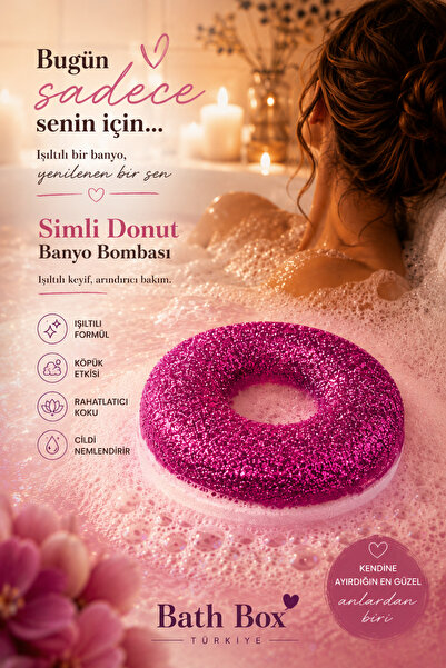 bb bath box Simli Donut Şekilli Banyo Bombası, Aromaterapi ve Cilt Bakımı İçin