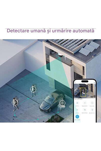 SV3C Cameră de supraveghere WiFi pentru exterior, cameră IP wireless de 5MP, detectare animale, vehicule, detectare umana, wireless dome, vedere nocturnă HD în infraroșu