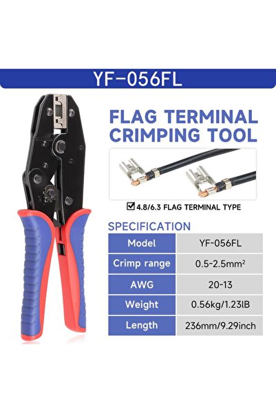 Choice3 YF-056FL Flag Terminal Spade Female Connectors Crimping Tools L-shape...