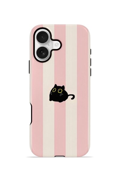 PiyasaSepeti iPhone 16 Plus Vorian Double Layer Case Midnight Cat Stripe