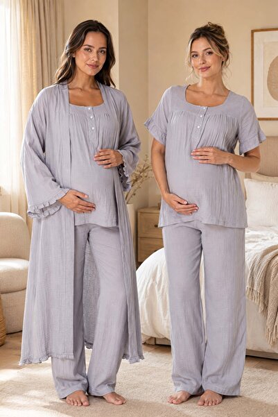 ByLohusa Muslin Fabric Pajama Set for Pregnant and Postpartum Women Effortt -...