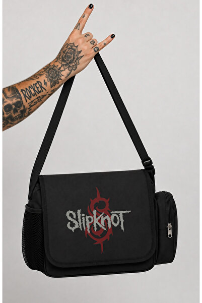 Fuddy Moda Slipknot Lettering Messenger Bag, Unisex Rock Band Printed Shoulde...