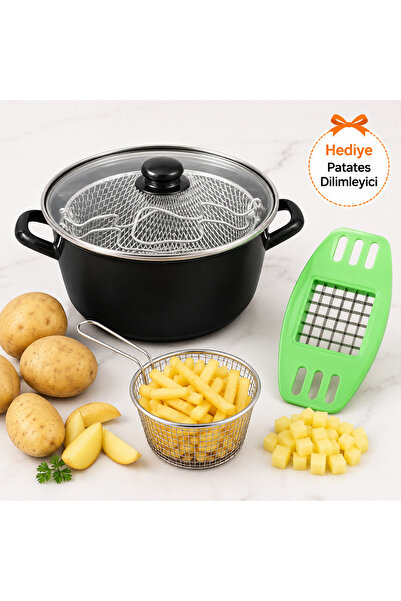 ALEV Emaye Market Emaye Kızartma Tenceresi 24 Cm Emaye Kalın Patates Meyve Di...