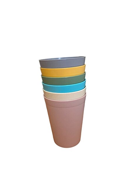 HOLLYHOME 6 Adet Plastik Bardak Renkli Plastik Su, Meşrubat Bardağı 300ml 10(h)x8cm
