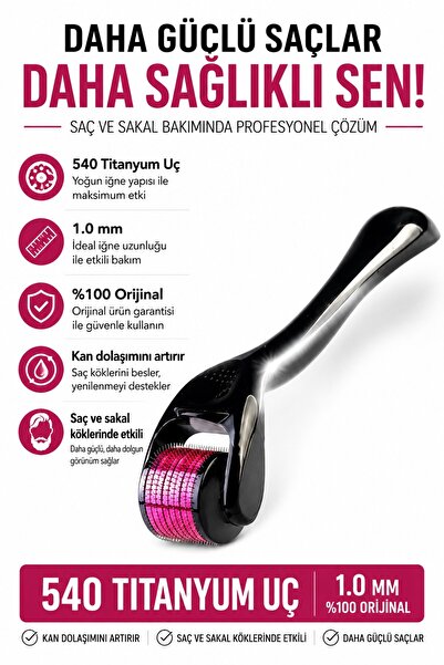 hairbox professional hair care products Dermaroller Titanyum Uçlu 540 Iğneli ...