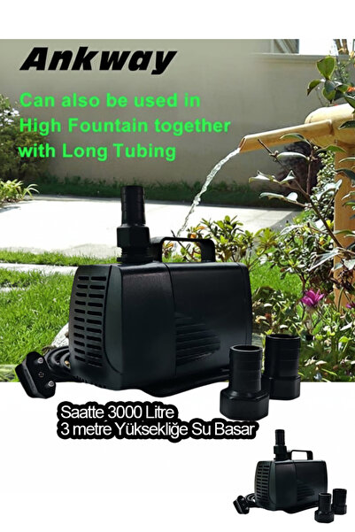 usmtekno Süs Havuzu Motoru Sump Motor Şelale Motor 3 metre Yüksekliğe Su Yüks...