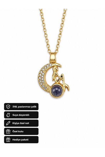 HER ŞEY NOTA www.herseynota.com Moon Fairy Figured Stone Detailed Gold Color ...
