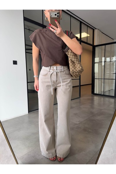 BB Bensu Buyruk ΤΖΙΝ ΜΠΕΖ WİDELEG ZARİA με λεπτομέρειες από ίνες πολυεστέρα