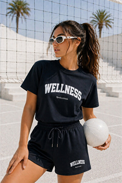 Rich Γυναικείο βαμβακερό αθλητικό & πολυτελές σετ Welness με κοντομάνικο μπλο...