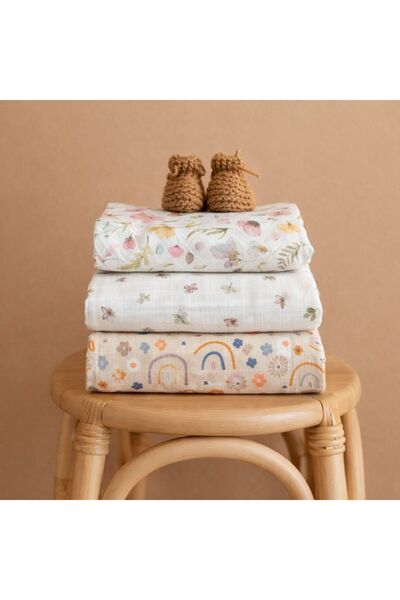 JUNİPERUS Bebek Müslin Örtü 3’lü Set 80x80 cm %100 Pamuk Oeko-Tex Sertifikalı...