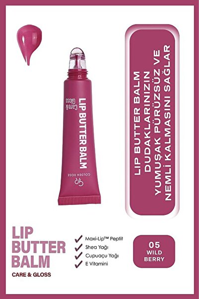 Golden Rose Lip Butter Balm Care&Gloss - 05 Wild Berry - Mor Dudak Parlatıcısı