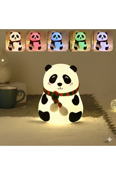 dase home Panda Şekilli 7 Renk Değiştiren Silikon Gece Lambası 3 Kademeli Kır...