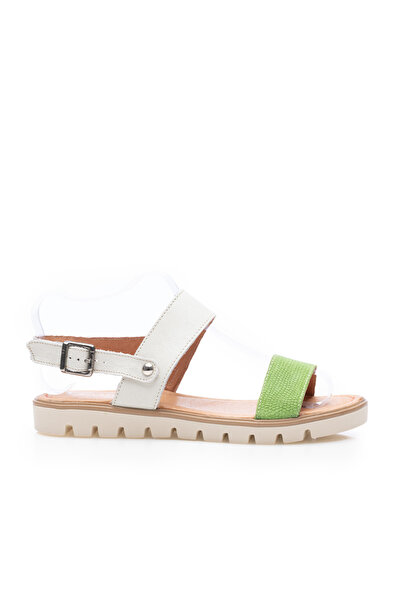 UrbanShoes Sandale cu talpă joasă damă din piele naturală, Leofex - 043 Verde...