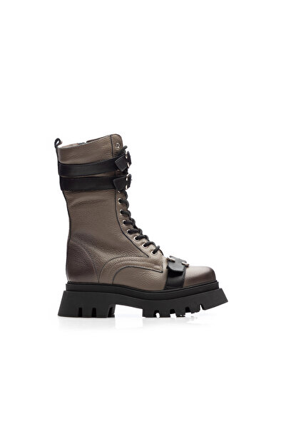 UrbanShoes Women's boots made of Genuine Leather, Leofex - 436 Taupe Box Pressed