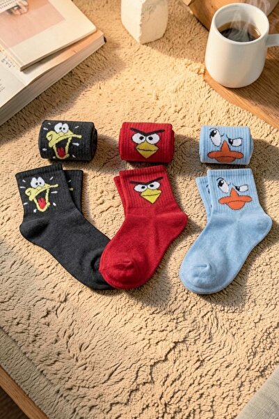 Socks Stores 3 чифта цветни, шарени унисекс чорапи от мек памук с текстура, т...